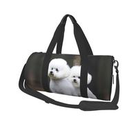 Sports Gym Bag for Women Men Travel Duffel Bag Tote Weekender Bag Bichon Frise Carry on Overnight Bag for Travel Swimming Fitness Workout Sports Duffle Bag, Black, One Size