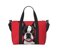 Sports Gym Bag for Women Men Travel Duffel Bag Tote Weekender Bag Carry on Overnight Bag for Travel Swimming Fitness Workout Sports Dice Graphics Duffle Bag, Boston Terrier Dog Red, One Size