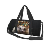 Sports Gym Bag for Women Men Travel Duffel Bag Tote Weekender Bag Carry on Overnight Bag for Travel Swimming Fitness Workout Sports Hacker Attack Duffle Bag, Crown With Hedgehog, One Size