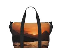 Sports Gym Bag for Women Men Travel Duffel Bag Tote Weekender Bag Carry on Overnight Bag for Travel Swimming Fitness Workout Sports Korea Winter Lake Duffle Bag, Mountain And Water At Sunset, One Size