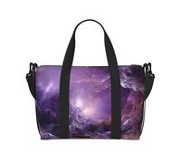 Sports Gym Bag for Women Men Travel Duffel Bag Tote Weekender Bag Carry on Overnight Bag for Travel Swimming Fitness Workout Sports Red Roses Bush in The Garden Duffle Bag, Purple Galaxy, One Size