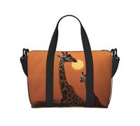 Sports Gym Bag for Women Men Travel Duffel Bag Tote Weekender Bag Carry on Overnight Bag for Travel Swimming Fitness Workout Sports Golf Sport Duffle Bag, Giraffe At Sunset, One Size