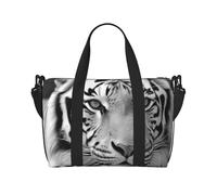 Sports Gym Bag for Women Men Travel Duffel Bag Tote Weekender Bag Carry on Overnight Bag for Travel Swimming Fitness Workout Sports Creative Animals Lion Duffle Bag, Black White Tiger, One Size