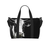 Sports Gym Bag for Women Men Travel Duffel Bag Tote Weekender Bag Carry on Overnight Bag for Travel Swimming Fitness Workout Sports Black and White Marble Duffle Bag, Animal Funny Cow Head Black White