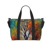 Sports Gym Bag for Women Men Travel Duffel Bag Tote Weekender Bag Carry on Overnight Bag for Travel Swimming Fitness Workout Sports Cute Elephant Play Duffle Bag, Colorful Life Trees, One Size