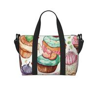 Sports Gym Bag for Women Men Travel Duffel Bag Tote Weekender Bag Carry on Overnight Bag for Travel Swimming Fitness Workout Sports Cute Elephant with Wreath and Little Duck Duffle Bag, Cupcakes