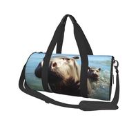 Sports Gym Bag for Women Men Travel Duffel Bag Tote Weekender Bag Carry on Overnight Bag for Travel Swimming Fitness Workout Sports Cute Funny Monkey Banana Duffle Bag, Cute Baby Hippos, One Size