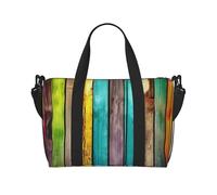 Sports Gym Bag for Women Men Travel Duffel Bag Tote Weekender Bag Carry on Overnight Bag for Travel Swimming Fitness Workout Sports Colorful Wooden Boards Duffle Bag, Colorful Wooden Boards, One Size