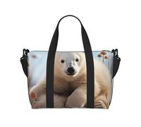 Sports Gym Bag for Women Men Travel Duffel Bag Tote Weekender Bag Carry on Overnight Bag for Travel Swimming Fitness Workout Sports Purple Butterflies Duffle Bag, Cute Polar Bear Animals, One Size
