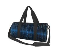 Sports Gym Bag for Women Men Travel Duffel Bag Tote Weekender Bag Carry on Overnight Bag for Travel Swimming Fitness Workout Sports Burning Soccer Ball Duffle Bag, The Blue Binary Matrix, One Size