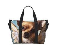 Sports Gym Bag for Women Men Travel Duffel Bag Tote Weekender Bag Carry on Overnight Bag for Travel Swimming Fitness Workout Sports Purple Butterflies Duffle Bag, Brown Chihuahua Angel Wings, One Size