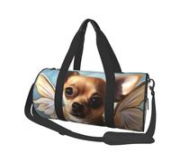 Sports Gym Bag for Women Men Travel Duffel Bag Tote Weekender Bag Carry on Overnight Bag for Travel Swimming Fitness Workout Sports Purple Butterflies Duffle Bag, Brown Chihuahua Angel Wings, One Size