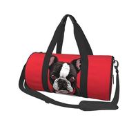 Sports Gym Bag for Women Men Travel Duffel Bag Tote Weekender Bag Carry on Overnight Bag for Travel Swimming Fitness Workout Sports Deer Animals Duffle Bag, Boston Terrier Dog Red, One Size