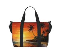 Sports Gym Bag for Women Men Travel Duffel Bag Tote Weekender Bag Carry on Overnight Bag for Travel Swimming Fitness Workout Sports Painted sea turtle Duffle Bag, Palm Tree Sun Landscape, One Size