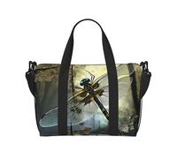 Sports Gym Bag for Women Men Travel Duffel Bag Tote Weekender Bag Carry on Overnight Bag for Travel Swimming Fitness Workout Sports Burning Soccer Ball Duffle Bag, Dragonflies, One Size