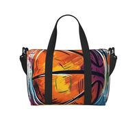 Sports Gym Bag for Women Men Travel Duffel Bag Tote Weekender Bag Carry on Overnight Bag for Travel Swimming Fitness Workout Sports Cute Elephant with Wreath and Little Duck Duffle Bag, Basketball