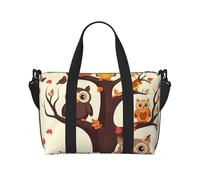 Sports Gym Bag for Women Men Travel Duffel Bag Tote Weekender Bag Carry on Overnight Bag for Travel Swimming Fitness Workout Sports Dice Graphics Duffle Bag, Cartoon Family Owls On The Brown Tree, One