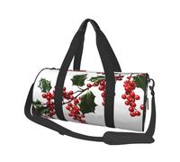Sports Gym Bag for Women Men Travel Duffel Bag Tote Weekender Bag Carry on Overnight Bag for Travel Swimming Fitness Workout Sports Merry christmas palm tree Duffle Bag, Holly Berry Branches, One Size