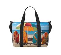 Sports Gym Bag for Women Men Travel Duffel Bag Tote Weekender Bag Carry on Overnight Bag for Travel Swimming Fitness Workout Sports Creative Animals Lion Duffle Bag, Colorful Flip Flops Beach Ball