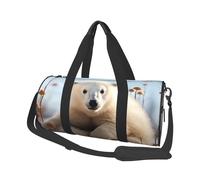 Sports Gym Bag for Women Men Travel Duffel Bag Tote Weekender Bag Carry on Overnight Bag for Travel Swimming Fitness Workout Sports Purple Butterflies Duffle Bag, Cute Polar Bear Animals, One Size