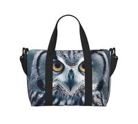 Sports Gym Bag for Women Men Travel Duffel Bag Tote Weekender Bag Carry on Overnight Bag for Travel Swimming Fitness Workout Sports Vintage circus background Duffle Bag, Grey and White Owl, One Size
