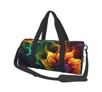 Sports Gym Bag for Women Men Travel Duffel Bag Tote Weekender Bag Carry on Overnight Bag for Travel Swimming Fitness Workout Sports Foliage and Herbs with Dragonflies Winged Duffle Bag, Colored Flower