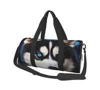 Sports Gym Bag for Women Men Travel Duffel Bag Tote Weekender Bag Carry on Overnight Bag for Travel Swimming Fitness Workout Sports Burning Soccer Ball Duffle Bag, Blue Eyed Husky, One Size
