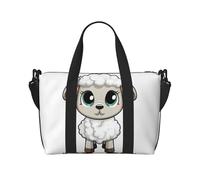Sports Gym Bag for Women Men Travel Duffel Bag Tote Weekender Bag Carry on Overnight Bag for Travel Swimming Fitness Workout Sports Shiba Inu smile tongue out Duffle Bag, Lamb, One Size
