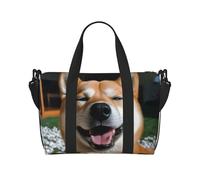 Sports Gym Bag for Women Men Travel Duffel Bag Tote Weekender Bag Carry on Overnight Bag for Travel Swimming Fitness Workout Sports Shiba Inu smile tongue out Duffle Bag, Shiba Inu Smile Tongue Out