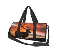 Sports Gym Bag for Women Men Travel Duffel Bag Tote Weekender Bag Carry on Overnight Bag for Travel Swimming Fitness Workout Sports World War Aircraft Duffle Bag, Red Deer Bull Elk Sunset, One Size