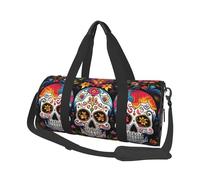 Sports Gym Bag for Women Men Travel Duffel Bag Tote Weekender Bag Carry on Overnight Bag for Travel Swimming Fitness Workout Sports Hacker Attack Duffle Bag, Colorful Flower Skulls, One Size