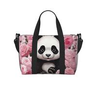 Sports Gym Bag for Women Men Travel Duffel Bag Tote Weekender Bag Carry on Overnight Bag for Travel Swimming Fitness Workout Sports Pink Purple Butterfly Duffle Bag, Panda Rose Flowers Pink White