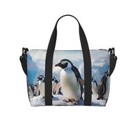 Sports Gym Bag for Women Men Travel Duffel Bag Tote Weekender Bag Carry on Overnight Bag for Travel Swimming Fitness Workout Sports Korea Winter Lake Duffle Bag, Penguins, One Size