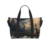 Sports Gym Bag for Women Men Travel Duffel Bag Tote Weekender Bag Carry on Overnight Bag for Travel Swimming Fitness Workout Sports Penthouse View Over New York Manhattan Duffle Bag, Old Lighthouse By
