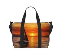 Sports Gym Bag for Women Men Travel Duffel Bag Tote Weekender Bag Carry on Overnight Bag for Travel Swimming Fitness Workout Sports Pink Purple Butterfly Duffle Bag, Sunrise Sailing Boat, One Size