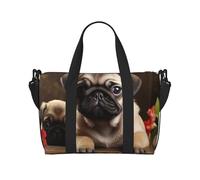 Sports Gym Bag for Women Men Travel Duffel Bag Tote Weekender Bag Carry on Overnight Bag for Travel Swimming Fitness Workout Sports Puppys pug Duffle Bag, Puppys Pug, One Size