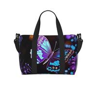 Sports Gym Bag for Women Men Travel Duffel Bag Tote Weekender Bag Carry on Overnight Bag for Travel Swimming Fitness Workout Sports White Bengal Tiger Duffle Bag, Purple Butterfly And Flowers, One