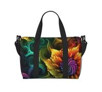 Sports Gym Bag for Women Men Travel Duffel Bag Tote Weekender Bag Carry on Overnight Bag for Travel Swimming Fitness Workout Sports Foliage and Herbs with Dragonflies Winged Duffle Bag, Colored Flower