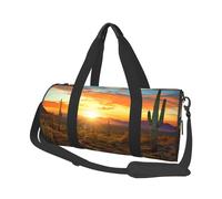 Sports Gym Bag for Women Men Travel Duffel Bag Tote Weekender Bag Carry on Overnight Bag for Travel Swimming Fitness Workout Sports Puppys pug Duffle Bag, Saguaros At Sunset, One Size