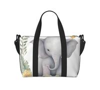 Sports Gym Bag for Women Men Travel Duffel Bag Tote Weekender Bag Carry on Overnight Bag for Travel Swimming Fitness Workout Sports Cute Elephant with Wreath and Little Duck Duffle Bag, Cute Elephant