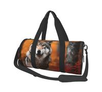Sports Gym Bag for Women Men Travel Duffel Bag Tote Weekender Bag Carry on Overnight Bag for Travel Swimming Fitness Workout Sports Colorful Succulent Duffle Bag, Autumn Animals Wolf, One Size