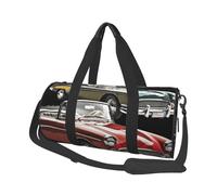 Sports Gym Bag for Women Men Travel Duffel Bag Tote Weekender Bag Carry on Overnight Bag for Travel Swimming Fitness Workout Sports Sleeping Cat Duffle Bag, Classic Car Roadsters Old Fashioned, One