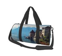 Sports Gym Bag for Women Men Travel Duffel Bag Tote Weekender Bag Carry on Overnight Bag for Travel Swimming Fitness Workout Sports Lake Geneva Switzerland Duffle Bag, Lake Geneva Switzerland, One