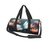 Sports Gym Bag for Women Men Travel Duffel Bag Tote Weekender Bag Carry on Overnight Bag for Travel Swimming Fitness Workout Sports Merry christmas palm tree Duffle Bag, Dragonfly With Water Lily, One
