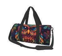 Sports Gym Bag for Women Men Travel Duffel Bag Tote Weekender Bag Color owl pattern Carry on Overnight Bag for Travel Swimming Fitness Workout Sports Duffle Bag, Black, One Size