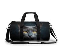 Sports Gym Bag for Women Men Travel Duffel Bag Tote Weekender Bag Gray Cat Stares Carry on Overnight Bag for Travel Swimming Fitness Workout Sports Duffle Bag, style-3, 17.7in/9in/9in, Style-3,
