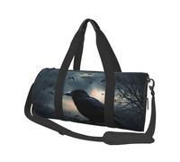 Sports Gym Bag for Women Men Travel Duffel Bag Tote Weekender Bag Night crow Carry on Overnight Bag for Travel Swimming Fitness Workout Sports Duffle Bag, Black, One Size