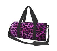 Sports Gym Bag for Women Men Travel Duffel Bag Tote Weekender Bag Purple Leopard Carry on Overnight Bag for Travel Swimming Fitness Workout Sports Duffle Bag, Black, One Size