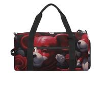 Sports Gym Bag for Women Men with Shoe And Wet Compartment Travel Duffel Bag Bear Among The Roses Weekender Bag Carry on Overnight Bag for Swimming Fitness Workout Sport Duffle Bag, style-2, One Size