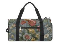 Sports Gym Bag for Women Men with Shoe And Wet Compartment Travel Duffel Bag Green Vintage Flowers Weekender Bag Carry on Overnight Bag for Swimming Fitness Workout Sport Duffle Bag, style-2, One Size